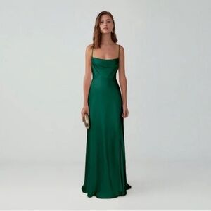 Fame and partners NWT size 0 maxi dress forest green homecoming